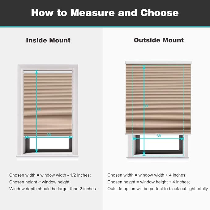 Changshade Cordless Cellular Shades, Blackout Honeycomb Shades for Windows, Pull Down Pleated Blinds, Easy to Install for Indoor Windows and French Doors,52" W x 72" H, Light Brown