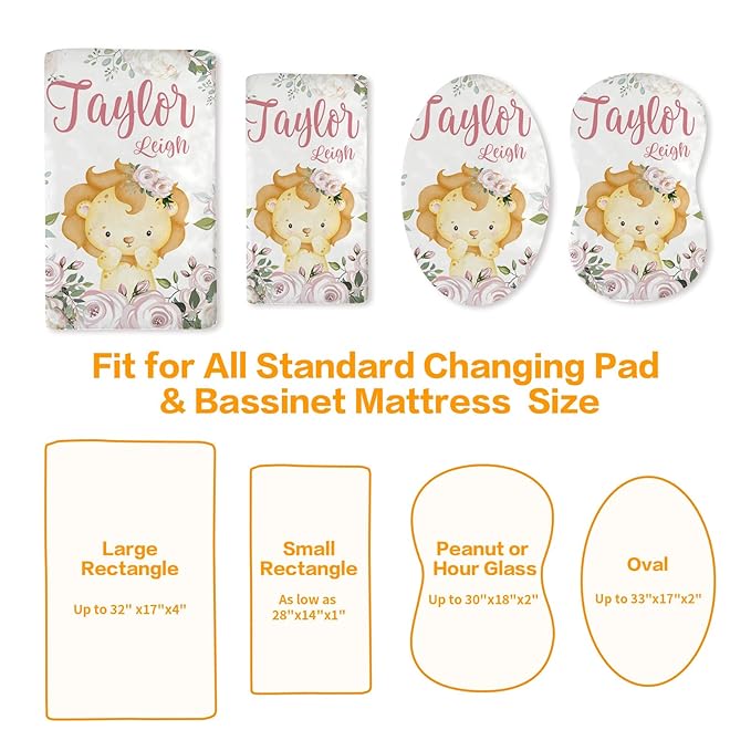 Custom Changing Pad Cover Set - Jersey Knit Ultra Soft Unisex Waterproof Diaper Changing Table Covers with Personalized Name for Baby Boys Girls - Comfy Cozy 2 Pcs Set Style02