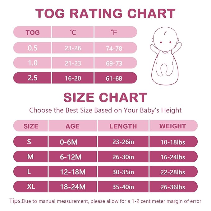 Mosebears Sleep Sack Baby Winter Wearable Blanket with 2-Way Zipper,2.5 TOG Cotton Sleep Sack Unisex (Blush, 0-6 Months)