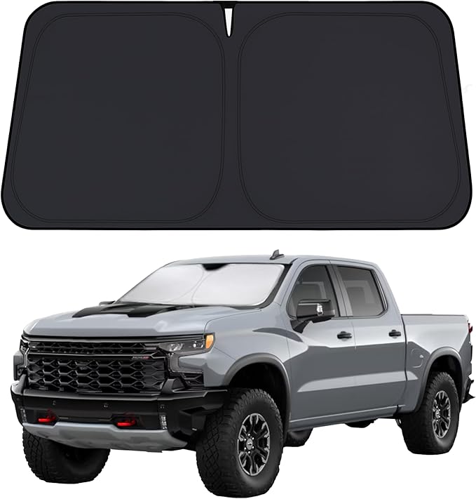 Econour Windshield Sun Shade for 2019-2026 Chevrolet/Chevy Silverado 1500 Accessories Truck (Extended Cab) Sunshade Window Sun Visor Protector Foldable Blocks UV Rays Keep Your Car Cooler