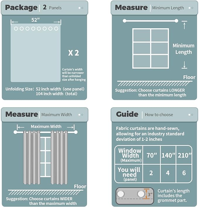 BGment Blackout Curtains for Bedroom 63 Inch Length 2 Panels Set, Thermal Insulated Bedroom Curtains Soundproof Room Darkening Window Curtain Drapes, Each Grommet Curtains 52 Inch Wide, Dark Grey