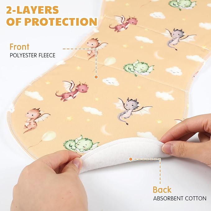 SmoothNovelty 5 Pack Watercolor Dragon Pattern Baby Burp Cloths Soft Absorbent Burping Rags for Newborns 19"x9" Spit up Cloths for Boy Girl Newborn Baby Shower Registry Gifts Set Nursery Decor
