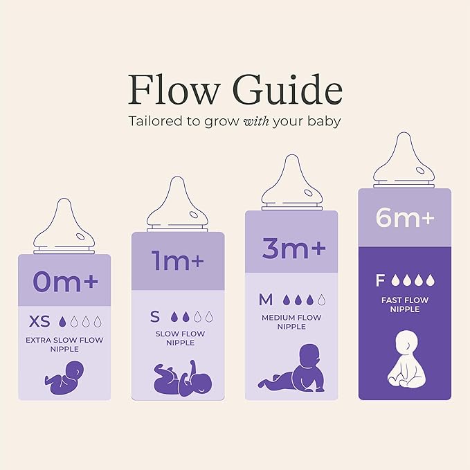 Lansinoh Anti-Colic Baby Bottles for Breastfeeding Babies, 11 Ounces, 4 Count, with 4 Fast Flow Nipples, Size F