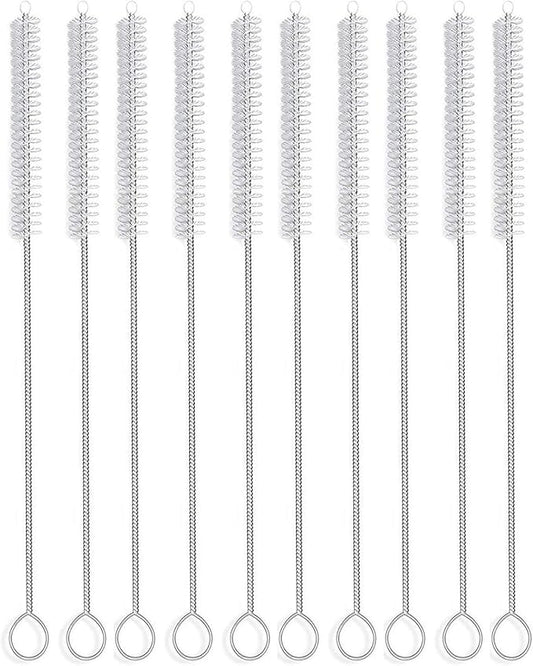 Long Straw Brush, Nylon Pipe Tube Cleaner 10-ihch X 2/5-inch Set of 10