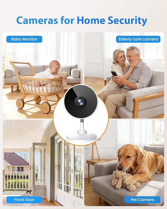 5G/2.4G Cameras for Home Security - 2K Home Cameras Indoor with AI Motion Detection, Night Vision, 2-Way Audio for/Pet/Dog/Cat/Baby Monitor, 24/7 SD Recording with Phone App, 2PCS