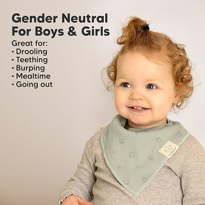 KeaBabies 8-Pack Organic Baby Bandana Bibs for Boys, Girls - Super Absorbent Triangle Baby Bibs for Drooling and Teething Infant, 100% Cotton Extra Soft for Newborn, Infant 0-36 Months (Nordic)