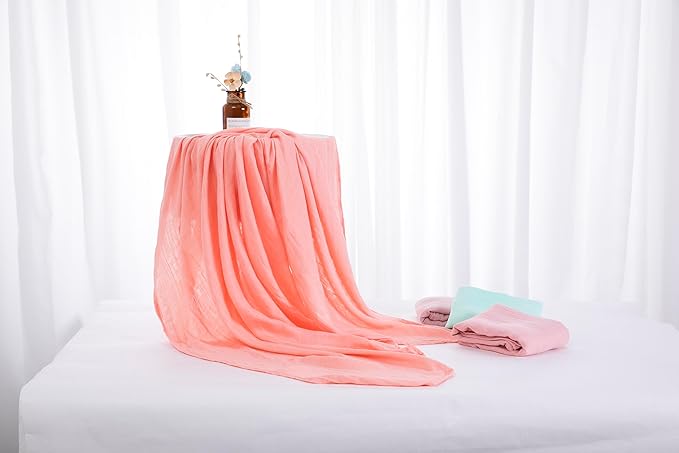 Muslin Swaddle Blankets for Baby Boys and Girls, 4-Pack Breathable and Skin-Friendly Receiving Blanket Wrap, Baby Essentials, Registry & Gift, 47 x 47 inches (Solid Serenity Rosy)