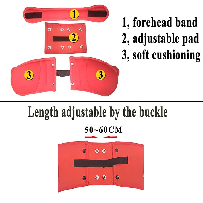 Adjustable Child Car Seat Head Support, Universal Suitable for Both Children and Adults, Head Protect Pad on Child Car Seat, Safety Car Sleeping Headrest for Child, Infants, Toddlers and Adults (Red)