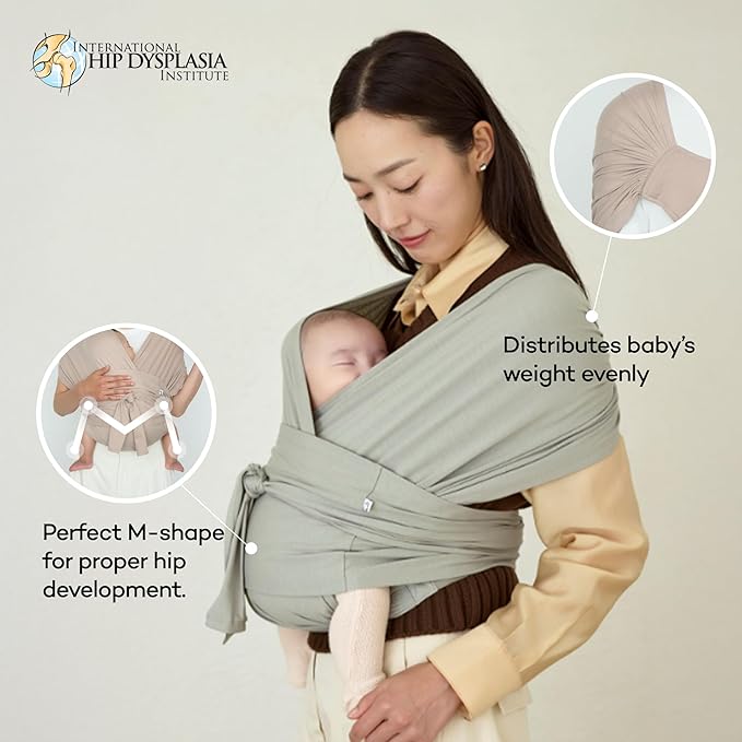 Konny Baby Carrier Flex SoftBreeze with Head Support - Adjustable, Easy to Wear Baby Wrap Sling, Perfect for Newborn Babies Essentials up to 44 lbs (XS-XL) - Melange Grey