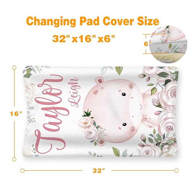 Custom Changing Pad Cover Set - Jersey Knit Ultra Soft Unisex Waterproof Diaper Changing Table Covers with Personalized Name for Baby Boys Girls - Comfy Cozy 2 Pcs Set Style21