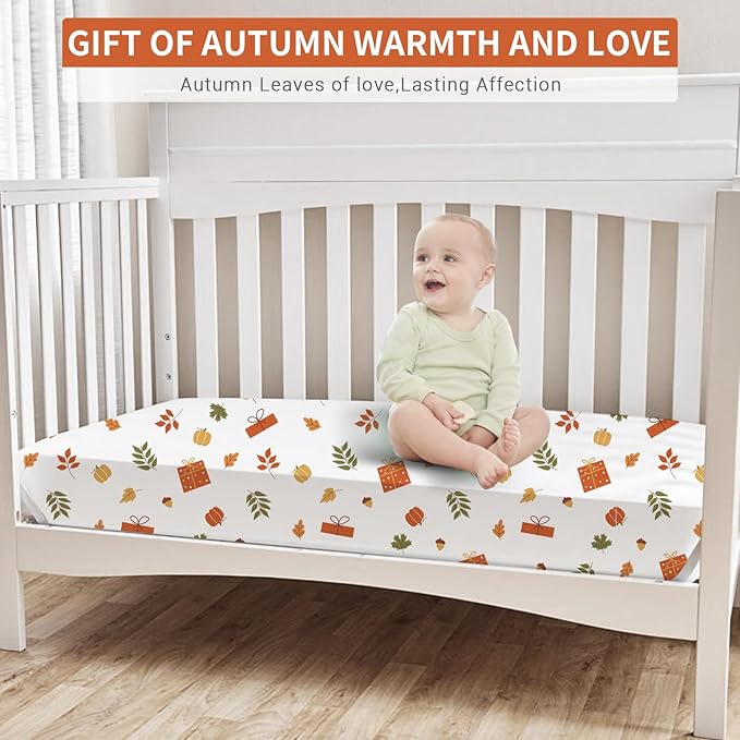 Bimocosy Crib Sheets 4 Pack, Baby Crib Sheets Fitted for Boys and Girls Breathable & Snug Fit, Soft Toddler Bed Sheets for Standard Crib Mattress Nursery Daycare Essentials, Autumn Dinos