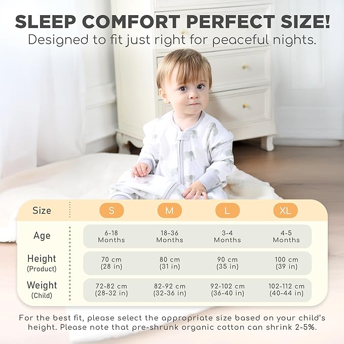 Mama Cheetah Toddler Sleep Sack with Feet, Long Sleeve 0.5 TOG Organic Cotton Baby Sleeping Bag with Legs, Wearable Blanket for Walkers w/ 2-Way Zipper, Toddler Blanket for Girls & Boys 4-5T