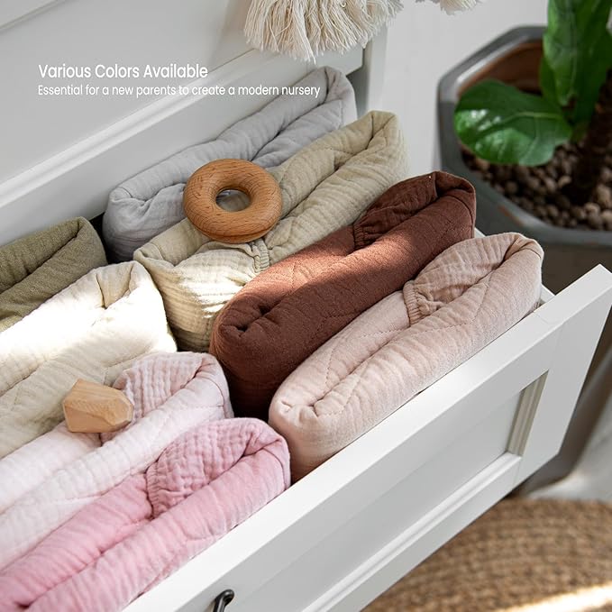 lulumoon Muslin Changing Pad Cover: Baby Cotton Quilted Changing Table Cover - Soft Changing Pad Sheets for Boys Girls
