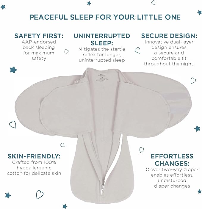 LullaBaby "Double Dream Swaddle: Exclusive Dual Wing Design, Pediatrician-Endorsed, Ultra-Soft Cotton, 0-2 Months, 6-14 lbs - Primrose Pink