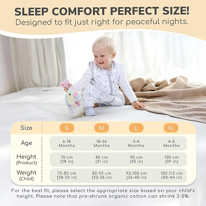 Mama Cheetah Toddler Sleep Sack with Feet 3T - 4T, 1.0 TOG Organic Cotton Baby Sleeping Bag with Legs, Baby Wearable Blankets for Walkers w/ 2-Way Zipper, Sleep Sack for Girls & Boys, Early Walker