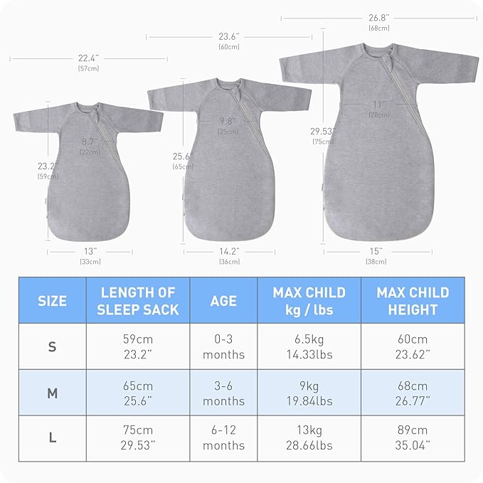 Premium Soft Cotton Transitional Swaddle Sack with Arms Up & Sleeves 0-3 Months, Mitten Cuffs, 2-Way Zipper, Sleeping Sacks for Newborns - Calms Startle Reflex, Boys & Girls Sleep Bag