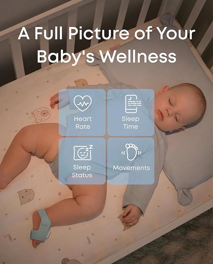 eufy Security Baby Monitor Baby Smart Sock with 2.4 GHz Wi-Fi, Track Sleep Patterns, Naps, Heart Rate, No Monthly Fee