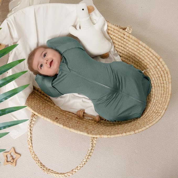 MEXXI Swaddle Baby Sleep Sack With Arms Up, 2 Pack Baby Transitional Swaddle with Double Zipper,0.5 TOG, 8-13 lbs, S