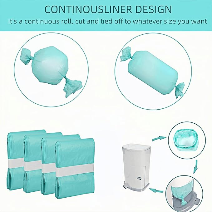 Diaper Disposal Liner Refills Bags Compatible with Janibell Akord 330 Series Adult Diaper System, Lightly Scented-4pack (Green), Diaper Disposal Liner Refills and Easy to Replace