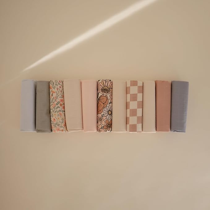 mushie Water Repellent Changing Pad Liners | Made with Organic Cotton | Set of 3 (Pastel Blooms Combo)