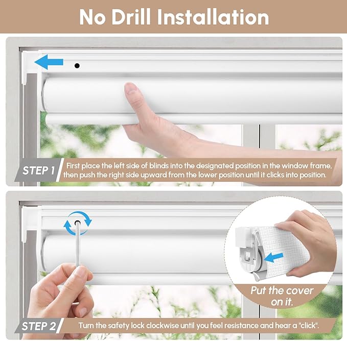 Kincmo No Drill Motorized Blinds with Remote, 100% Blackout Roller Shades for Windows, Custom Electric Blinds Compatible with Alexa, Apple Homekit, Google Home (100% Blackout Weave White)