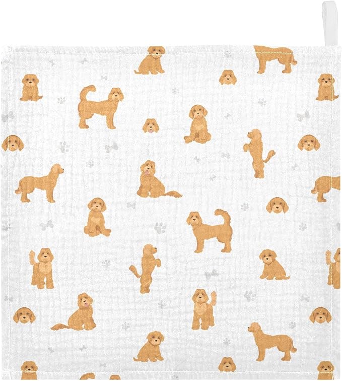 vvfelixl Baby Cotton Washcloths Labradoodle Dog Infants Bath Towel for Unisex Puppy Face Towels for Newborn, Natural Baby Wipes Delicate Skin, 11.8 X 11.8 inch, one sizex3