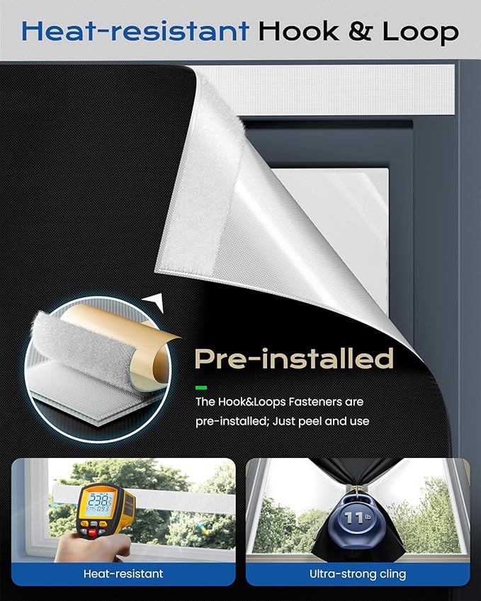 100% Blackout Portable Roller Shades with Magnetic Buckle, No Tools No Drill Cordless Blackout Blinds for Windows, Thermal Insulated Black out Curtains for Bedroom, Travel(27" W x 64" H, Black)
