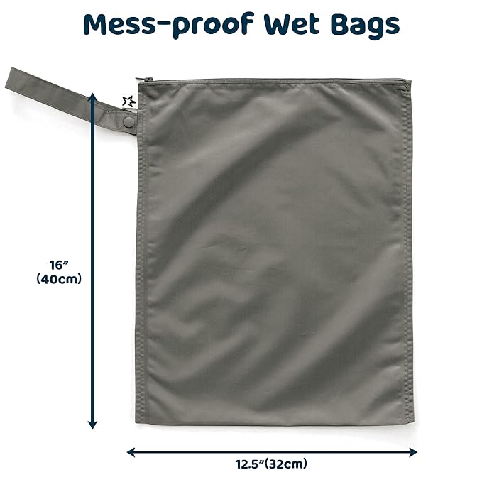 Tiny Twinkle Mess Proof Wet Bags | 2-Pack Reusable Waterproof Wet Bags for Swimsuits | Baby Clothes | Travel & Diaper Bag (Christmas Set)