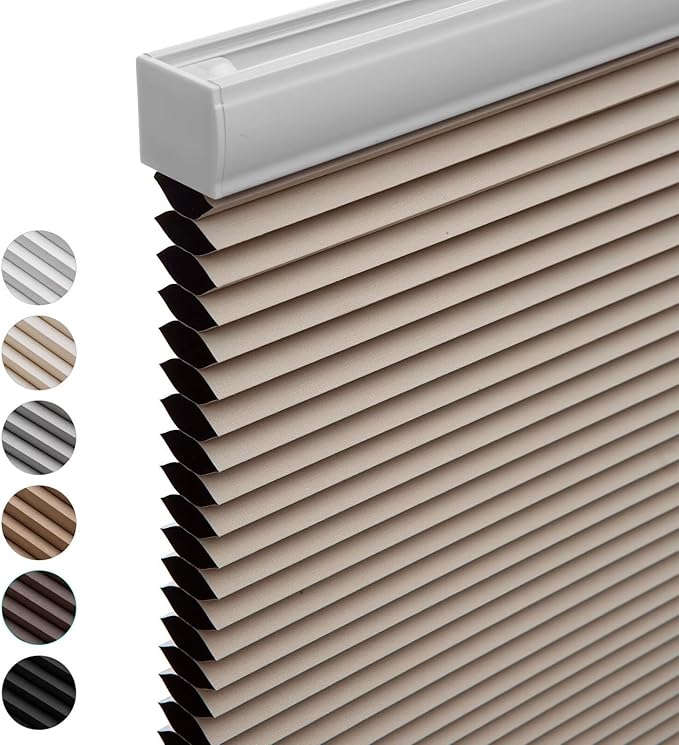 MYshade Cordless Blackout Cellular Shades for Windows, Honeycomb Window Shades with Thermal Insulation, Child & Pet Safe Room Darkening Shade, Easy Install, 32" W x 36" H, Beige