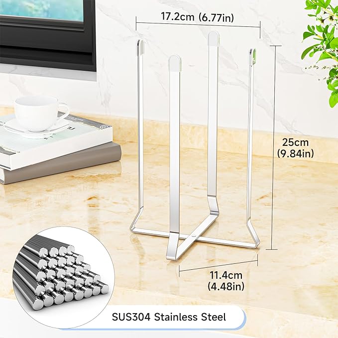 LOXSUN Water Bottle Drying Rack, Baby Bottle Dryer Rack, Stainless Steel Bottles Drying Rack, Collapsible Cup Rack Dryer, Kitchen Cup Storage for Travel Bottles, Reusable Bags (Silver)