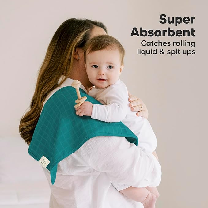 KeaBabies Cotton Muslin Burp Cloths Baby Boy, Girl - 5-Pack Soft & Absorbent Burping Cloth for Babies, Large Baby Towels & Washcloths for Newborn, Spit Up Rags, No Shrink, 20x10" (Eclipse)