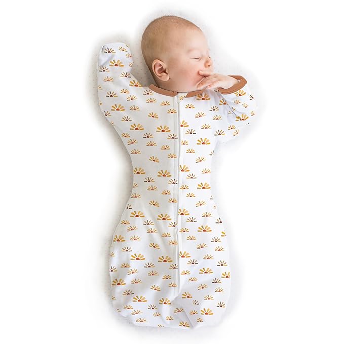 SwaddleDesigns Transitional Swaddle Sack, Arms Up Half-Length Sleeves & Mitten Cuffs, Swaddle for Newborn Transition to Baby Sleep Sack Wearable Blanket, Lrg, 6-9 mo, 21-24 lb, Watercolor Sunny Days
