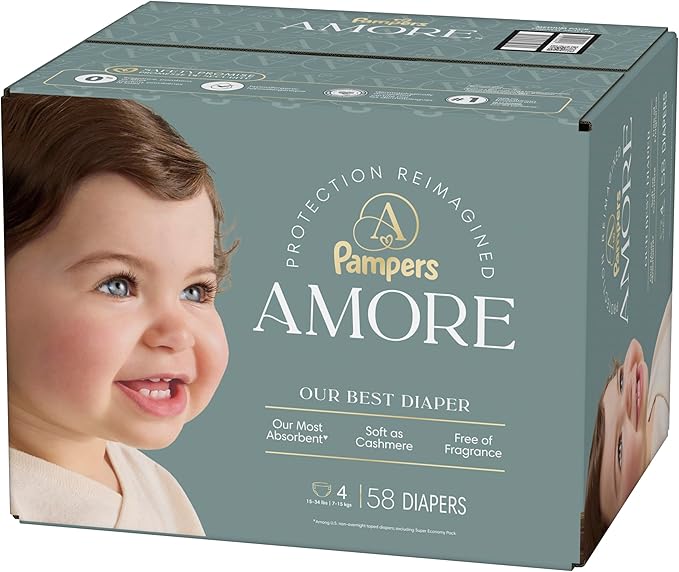Pampers Amore, Size 4 (15-34 lbs), 58 Count, Our Best Diaper