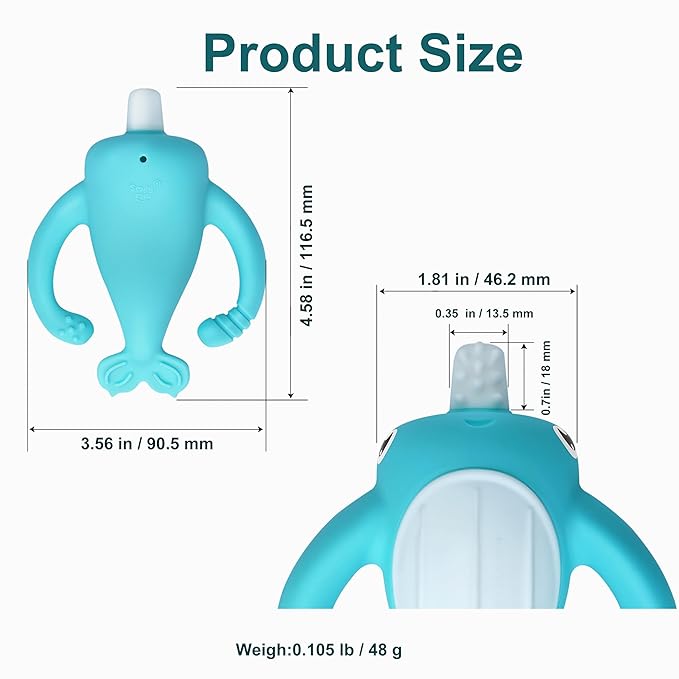Best Teething Toys for 4Months,Smily Mia Narwhal Baby Teether for 3-6 6-12M, Teething Relief Toys, Food Grade Silicone Teether Baby Toys, Sensory Toys for Teething Babies, Baby Essential, Blue