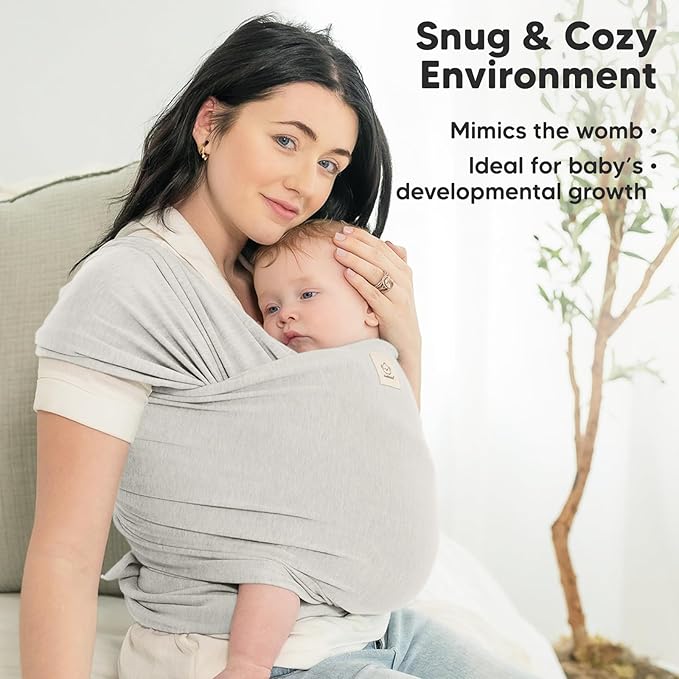 KeaBabies Baby Wrap Carrier - All in 1 Original Baby Carrier Newborn to Toddler Sling, Easy to Wear, Hands Free Bonding, Lightweight, Breathable Infant Wraps (Rhino Gray)