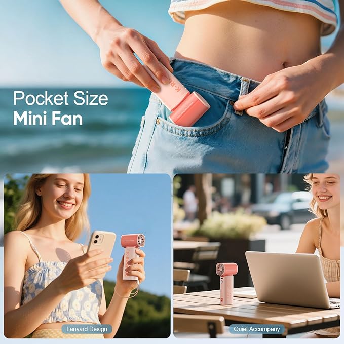 Portable Handheld Turbo Fan,100 Speeds Adjustable Mini Personal Fan, 4000mAh USB Rechargeable Battery Operated, LED Display,Gifts for Women Men Travel/Camping/Outdoor (Pink)