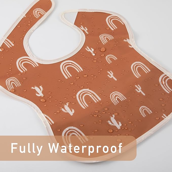 CIVARUA KIDS 3-Pack Waterproof Baby Bibs for Eating - Mess Proof Lightweight Toddler Feeding Bibs with Large Food Catcher