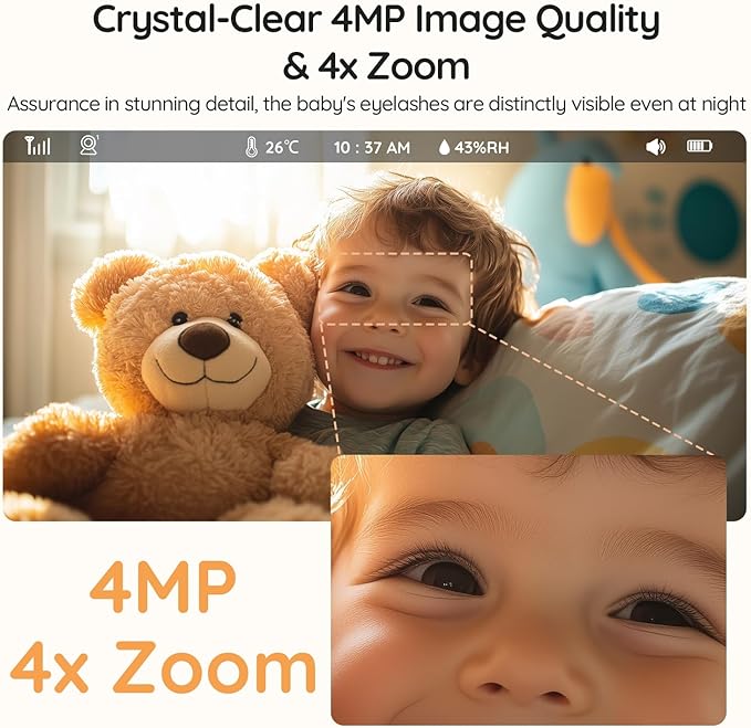 BOIFUN 5.5" AI 4MP Split Screen Baby Monitor with 2 Cameras Pro Max: App (Wi-Fi) and Screen (No Wi-Fi) Control, Upgrade AI Detection (Tummy Sleeping & Face Area), Night Light, Motion & Sound Detection