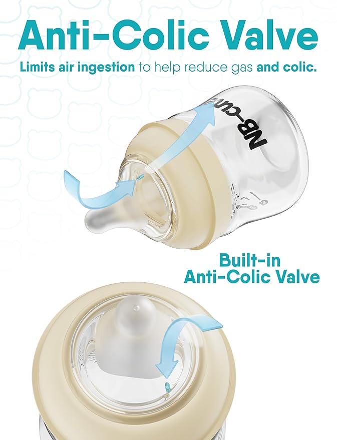 Glass Baby Bottles Anti Colic Set 2 Pack 4oz and 6oz BPA Free Heat Resistant Borosilicate Glass with 3 Silicone Nipples Wide Neck Gift Box Baby Shower Easy to Sterilize for Newborn Infant 0-9 Months