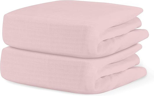 Newton Baby Fitted Crib Sheet (2-Pack) - Ultra Breathable and Soft, Organic Cotton, Fits All Standard Cribs, Pink