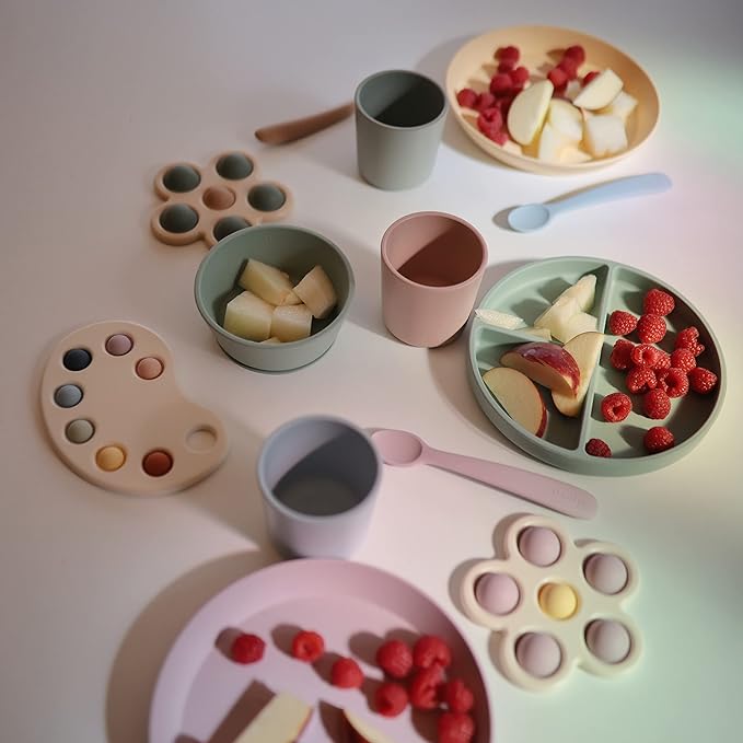 mushie Silicone Suction Bowl | BPA-Free Non-Slip Design (Stone)