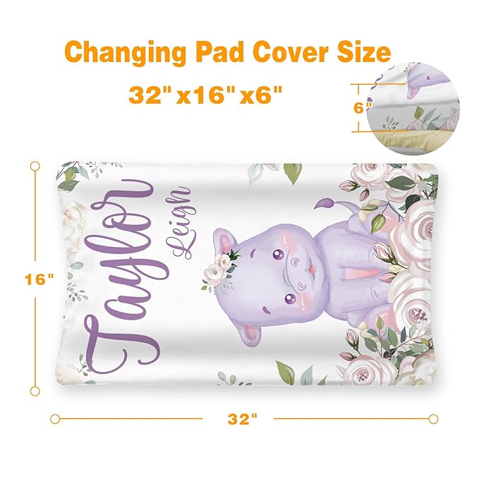 Custom Changing Pad Cover Set - Jersey Knit Ultra Soft Unisex Waterproof Diaper Changing Table Covers with Personalized Name for Baby Boys Girls - Comfy Cozy 2 Pcs Set Style11