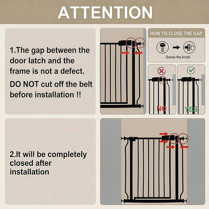 Walk Through Baby Gate 29-43.5 Inch Wide Large Baby Gate for Stairs Tension Pet Dog Gates Indoor for Doorways No Drilling Pressure Mounted Pet Gates for Kids