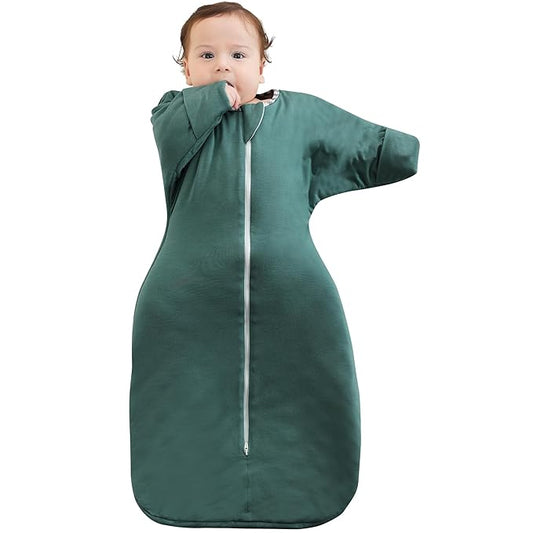 PuppyPaws Baby Sleep Sack 1.5 TOG, Transitional Swaddle with Arms Up Length Sleeves and Mitten Cuffs, Sleep Sack 9-15 Months, Wearable Blanket Baby, 95% Rayon derived from Bamboo, 5% Spandex
