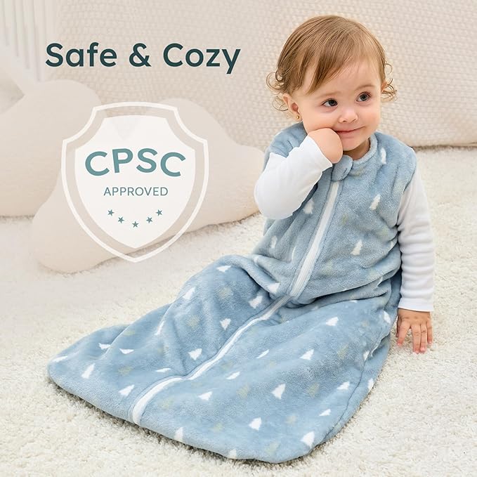 Yoofoss Baby Sleep Sack 6-12 Months, 1.5 Tog Sleep Sack, Fleece Baby Wearable Blanket with 2-Way Zipper, Infant Sleeping Sack, Soft Warm Lightweight(Small)