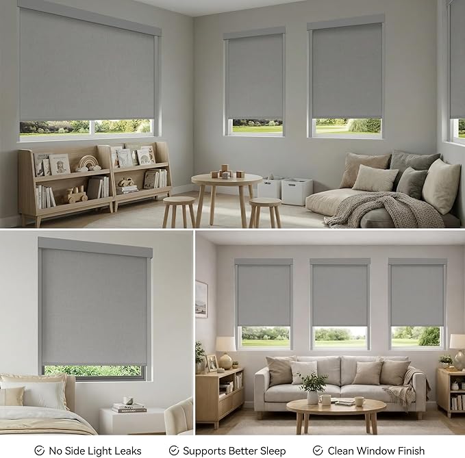ZSTARR PVC Light Blockers 79in Blackout Light Blockers Side Tracks for Window Shades and Blinds Side Tracks for Blackout Shades Easy to Install Light Blocking Strips for Rooms Office (Grey, 79",2Pcs)