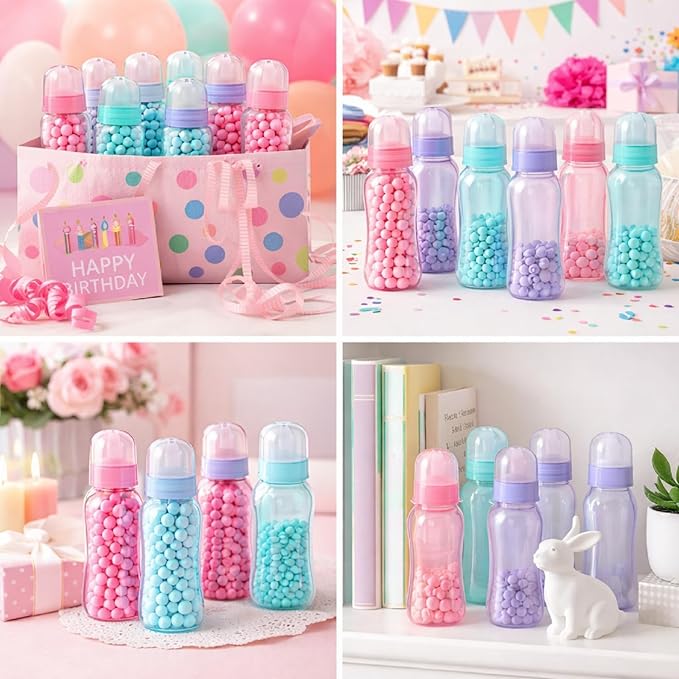 Norme 36 Pcs 9.5 oz Plastic Bottles Chug Shower Game Party Favors for Shower Decorations Gender Reveal Gifts (Many Color)