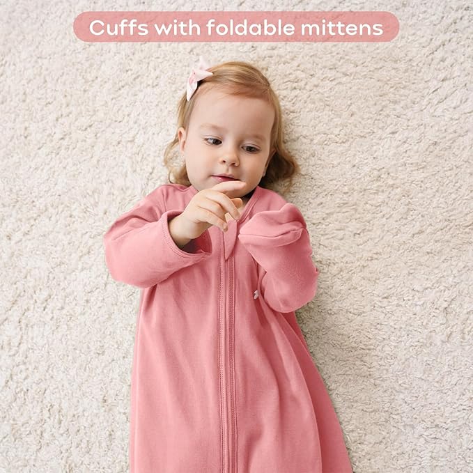 Yoofoss Baby Sleep Sack 6-12 Months Long Sleeve Wearable Blanket Baby 100% Cotton 2-Way Zipper 0.5 Tog Infants Sleeping Sack, Lightweight(Medium)