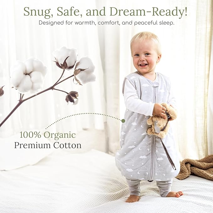 Mama Cheetah Toddler Sleep Sack with Feet 4T-5T, 1.0 TOG Organic Cotton Baby Wearable Blankets with Legs, Baby Sleeping Bag for Walkers, Early Walker X-Large