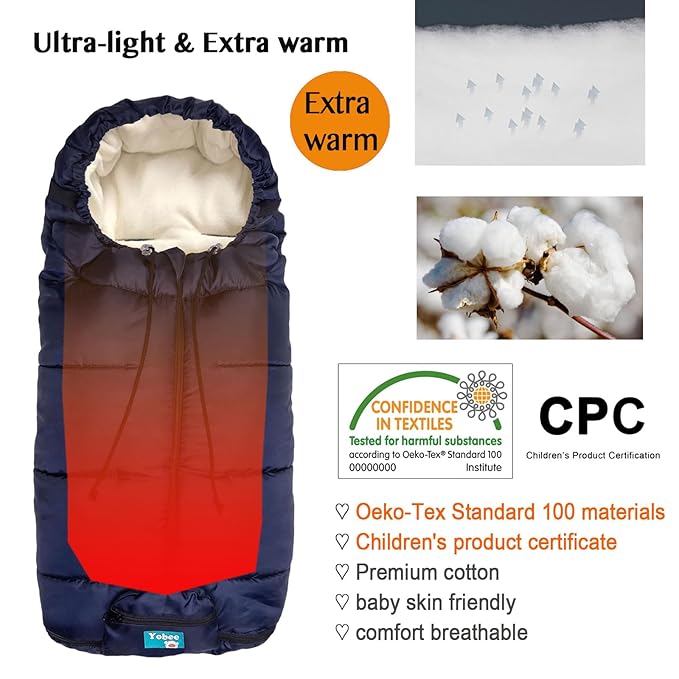 Yobee Universal Stroller Footmuff Premium Pushchair Bunting Bag Winter Buggy Cover Padded Warm Sleeping Sack Tour Stroller Accessories